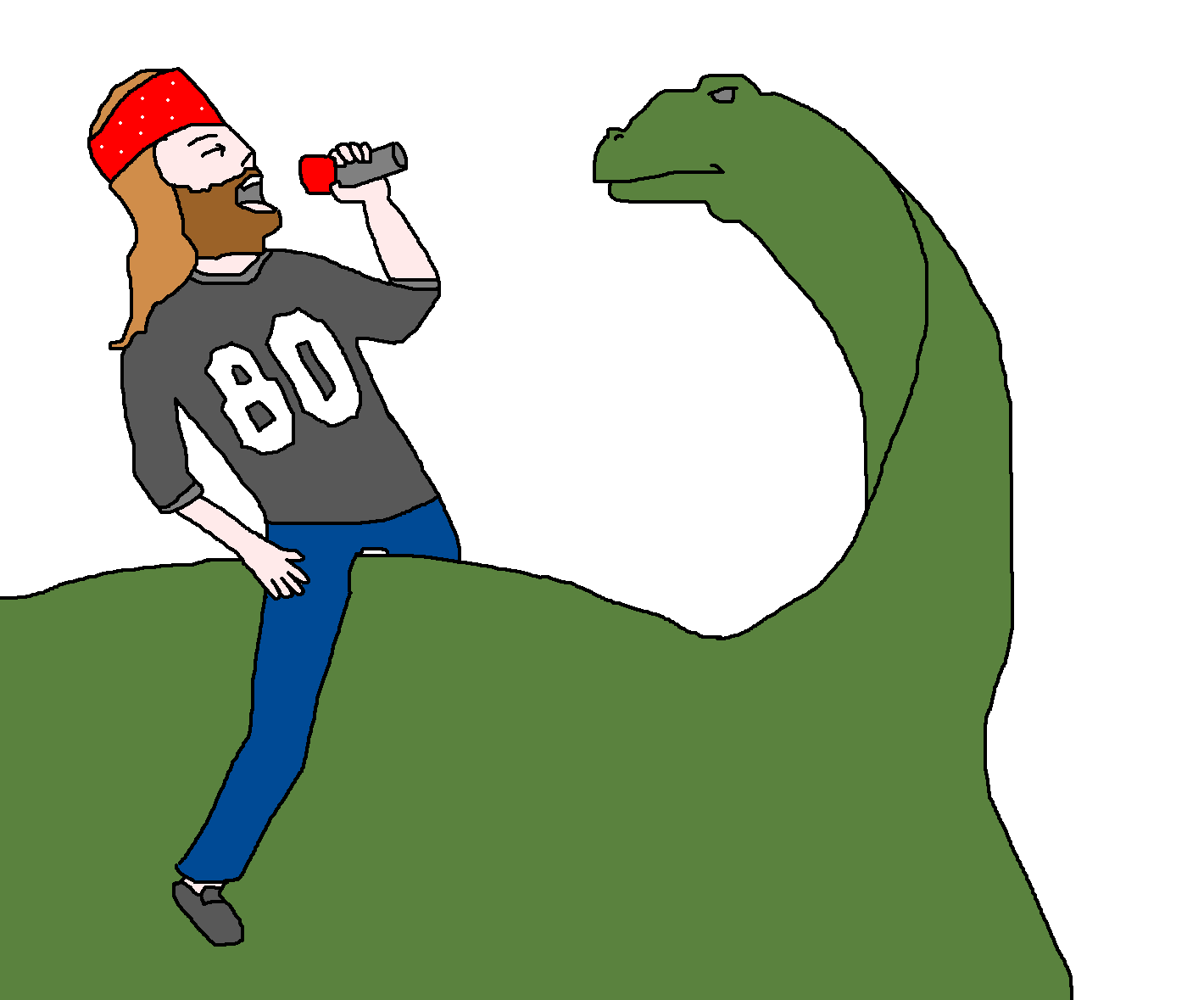Axl Rose Riding a Brontosaurus