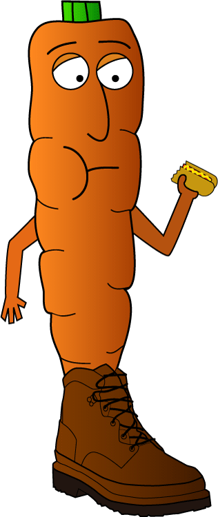 Carrot Eating a Hot Dog