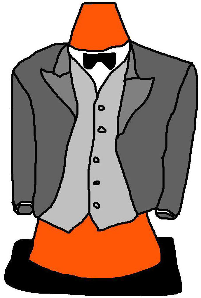 Traffic Cone in a Tuxedo