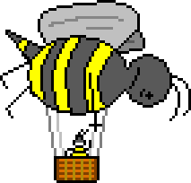 BONUS: happy bee inside a hot air balloon made from the lifeless husk of sad bee