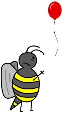 sad bee loses his baloon